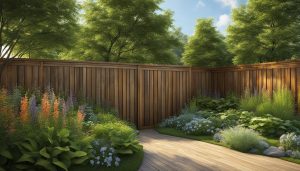 Hekwerk met houten panelen