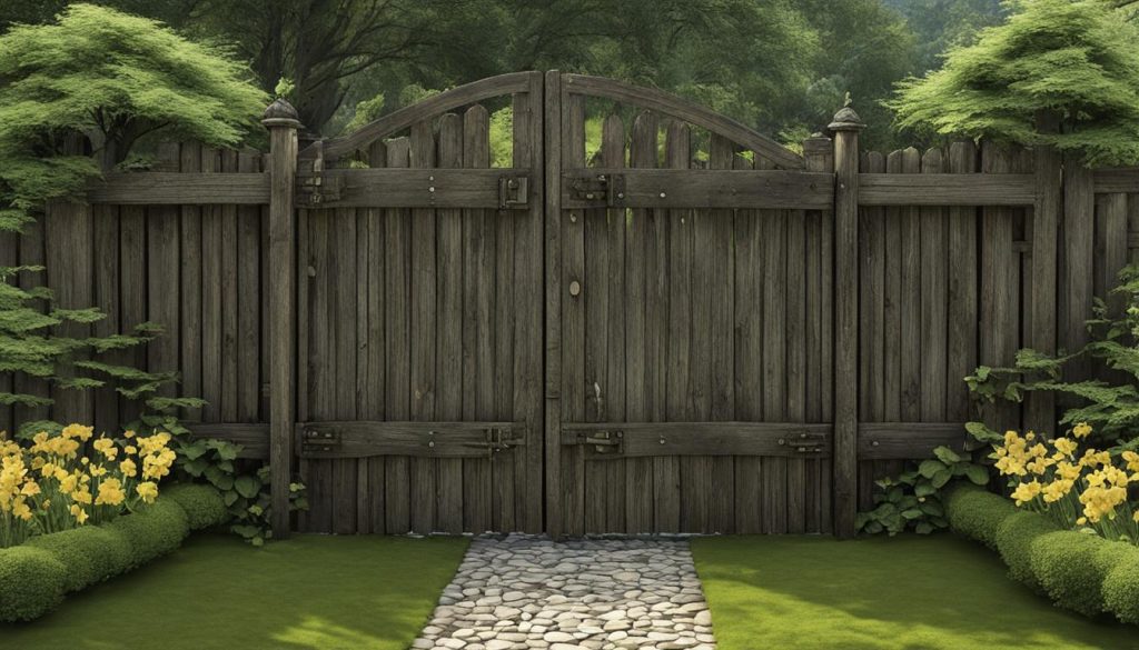 Hekwerk met houten poorten