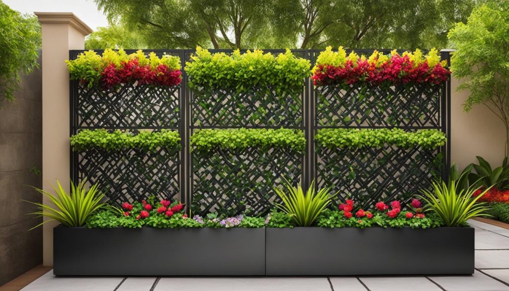 Hekwerk met plantenbakken