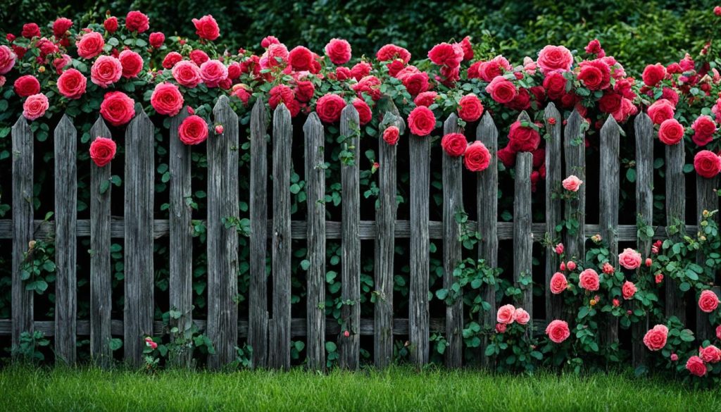 Hekwerk met rozen