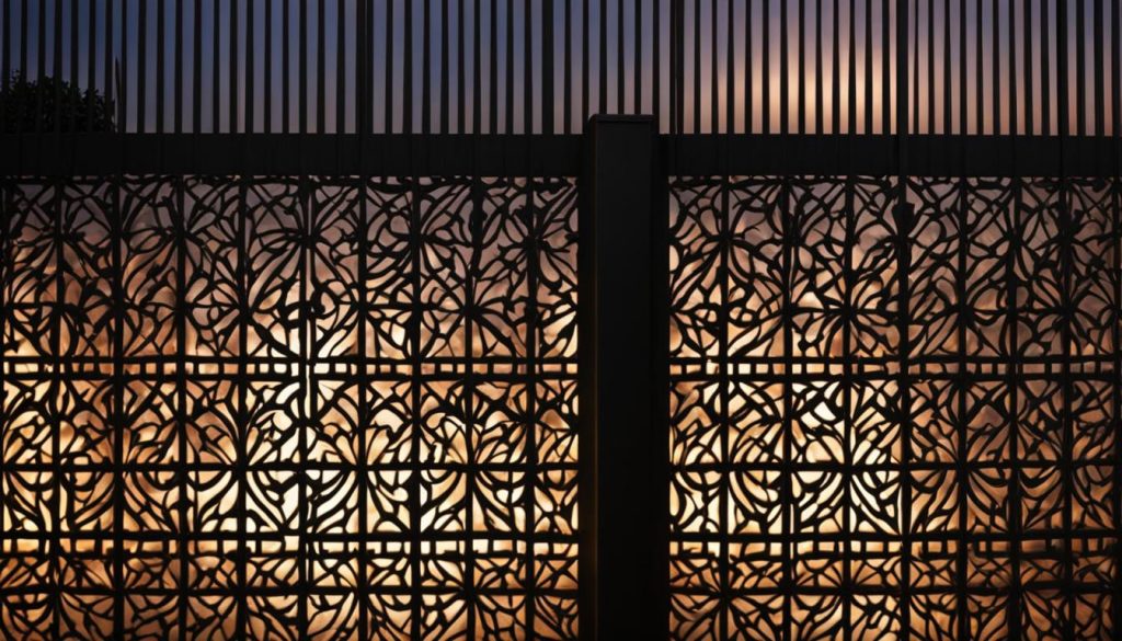 Hekwerk met verlichting